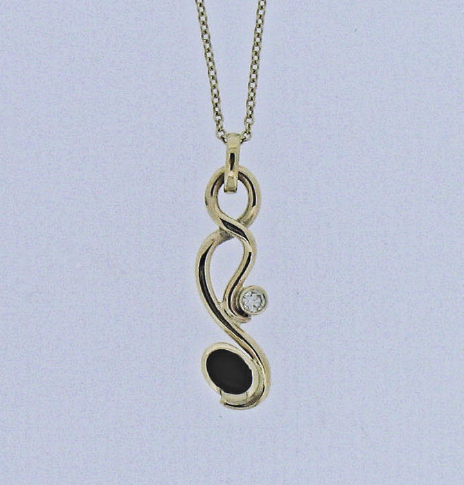 Whitby Jet and 9ct Gold Diamond Pendant NP24