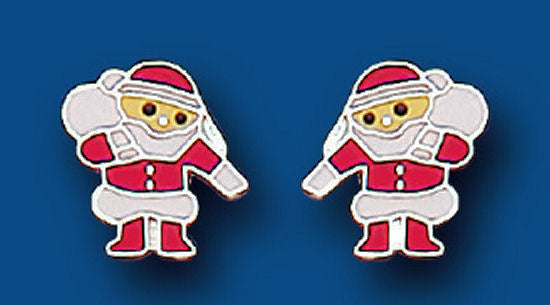 Enamel and Silver Santa with Sack Stud Earrings BP9569