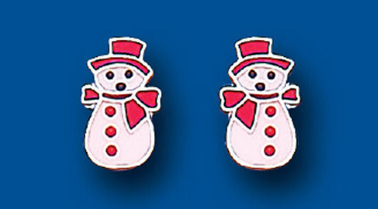 Enamel and Silver Snowman Stud Earring BP9529