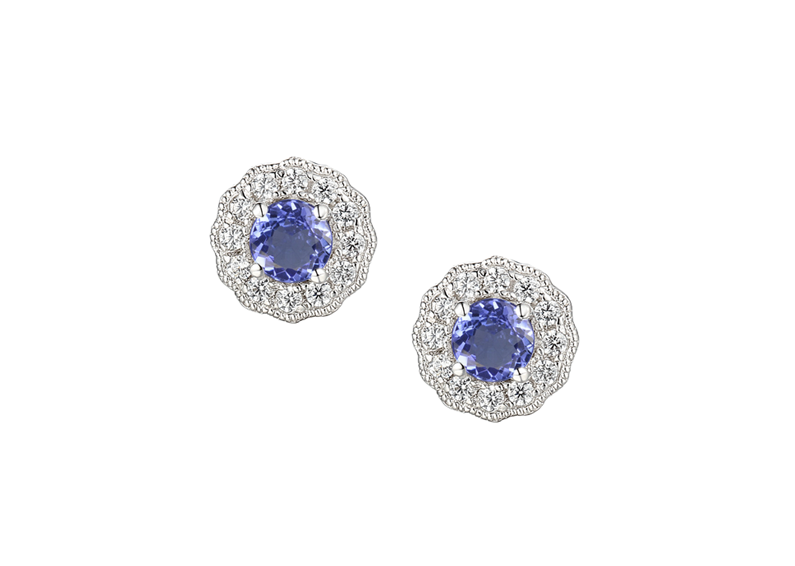 Tanzanite and Cubic Zirconia Silver Stud Earrings 9230TZ/CZ