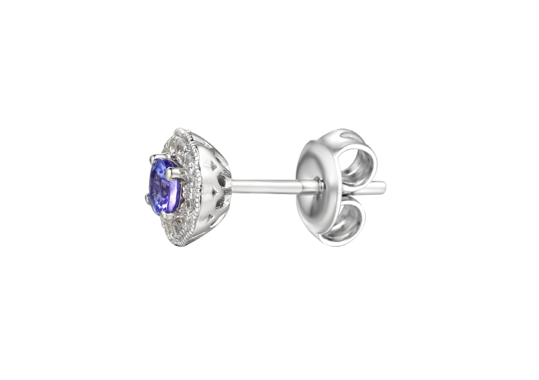 Tanzanite and Cubic Zirconia Silver Stud Earrings 9230TZ/CZ